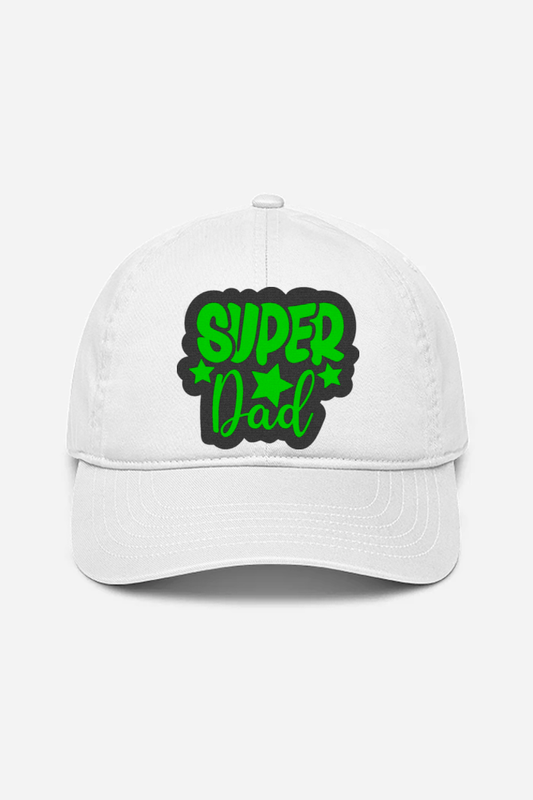 Cap Baseball Unisex Embroidery Super Dad White