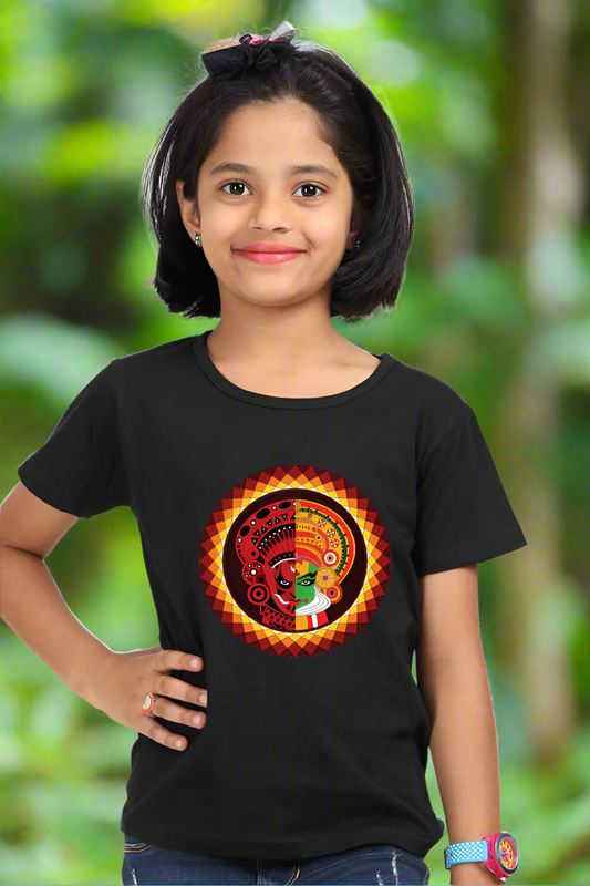 KATHAKALI DESIGN ONAM DESIGN T-SHIRT FOR GIRLS 5 YRS TO 13 YRS