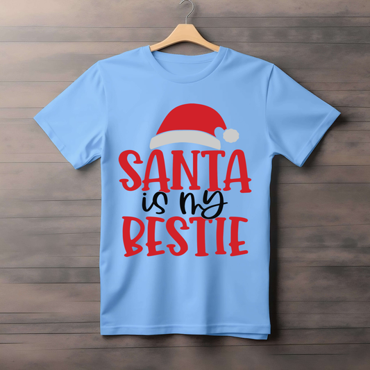 SANTA IS MY BESTIE CHRISTMAS THEMED CLASSIC T-SHIRT FOR MEN