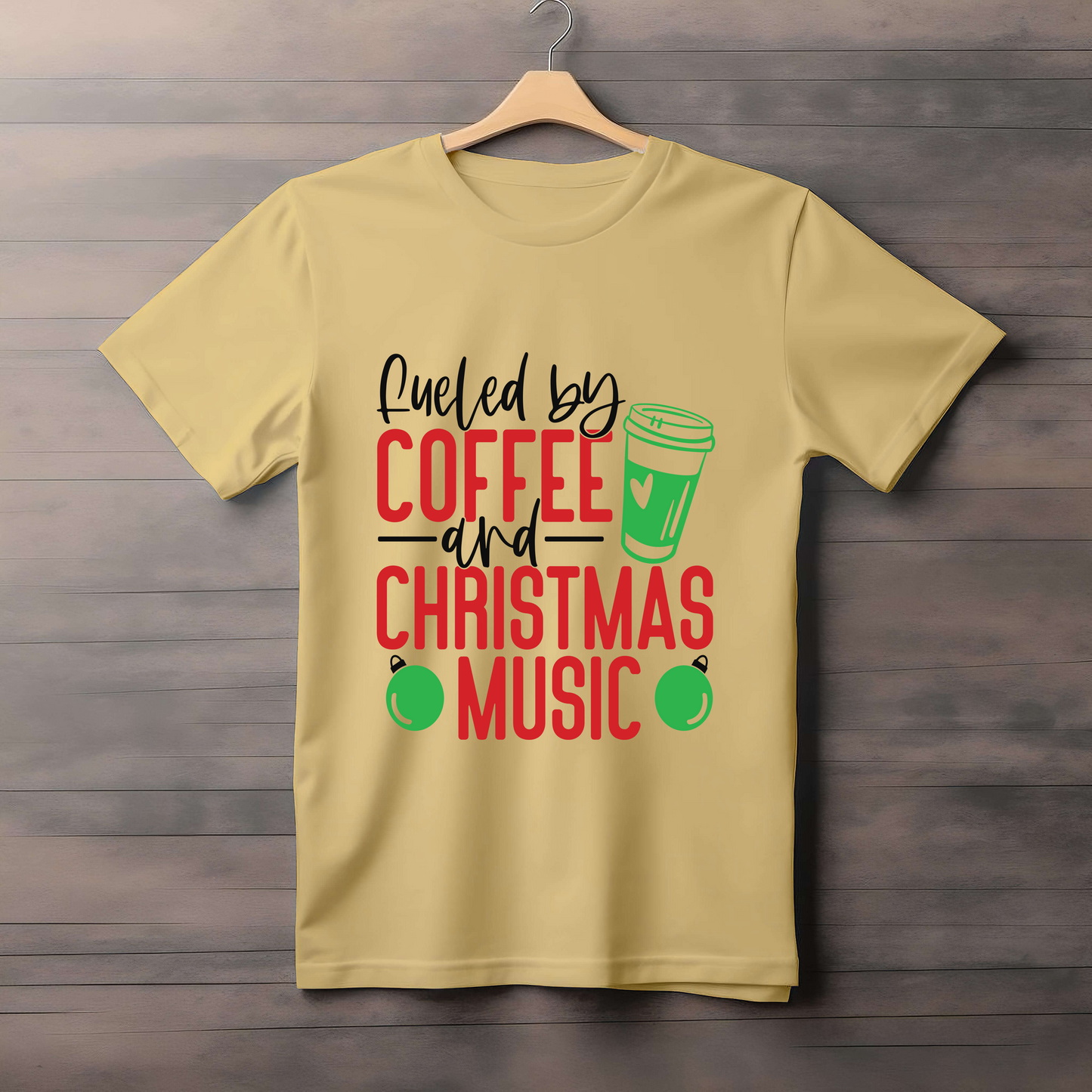 COFFEE CHRISTMAS THEMED CLASSIC GREEN T-SHIRT FOR MEN