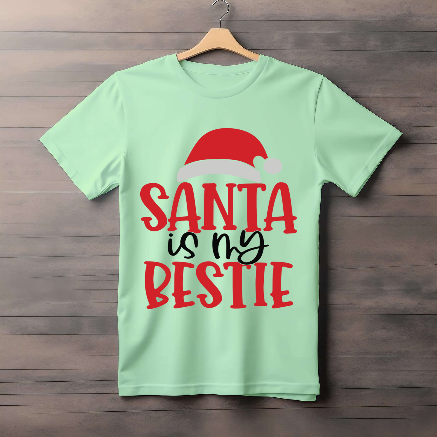 SANTA IS MY BESTIE CHRISTMAS THEMED CLASSIC T-SHIRT FOR MEN