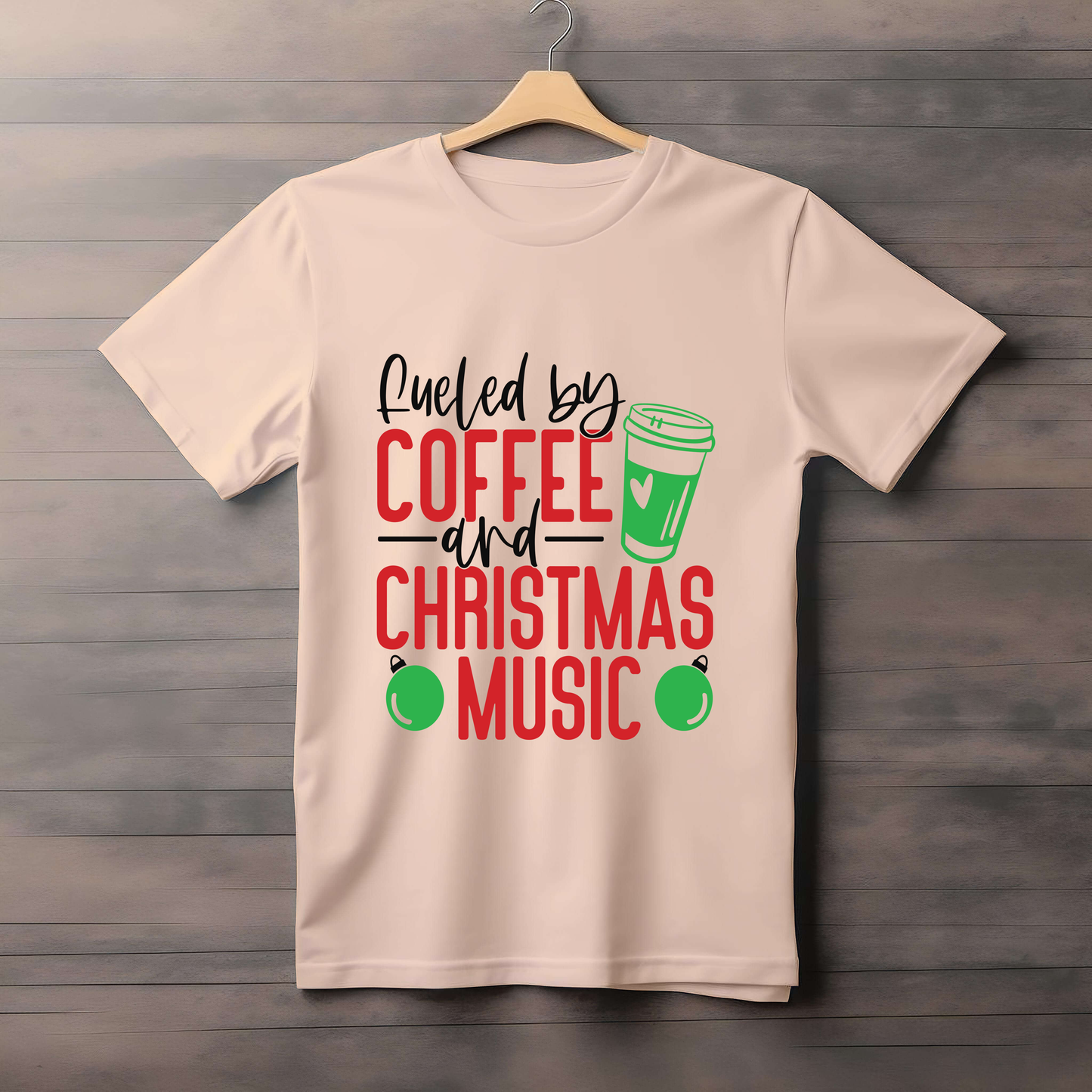 COFFEE CHRISTMAS THEMED CLASSIC GREEN T-SHIRT FOR MEN