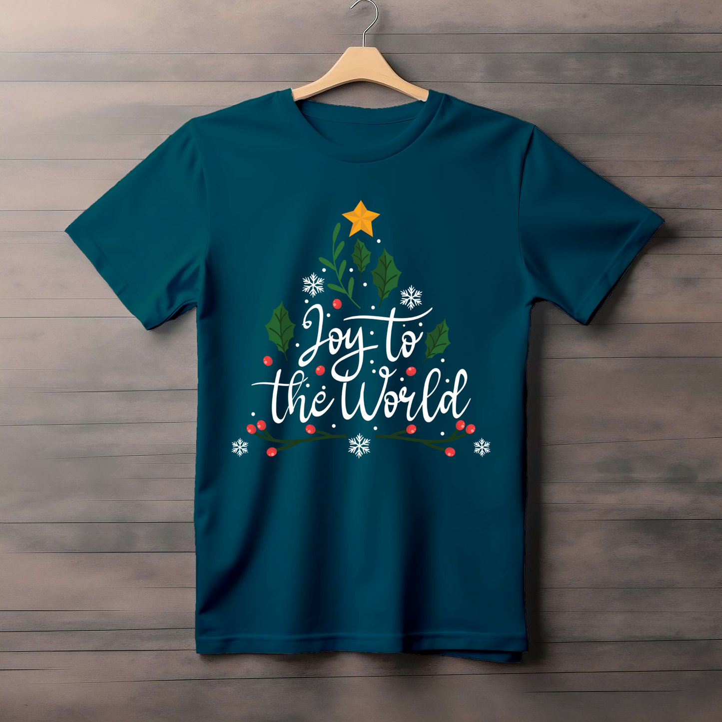 JOY TO THE WORLD CHRISTMAS THEMED CLASSIC T-SHIRT FOR MEN