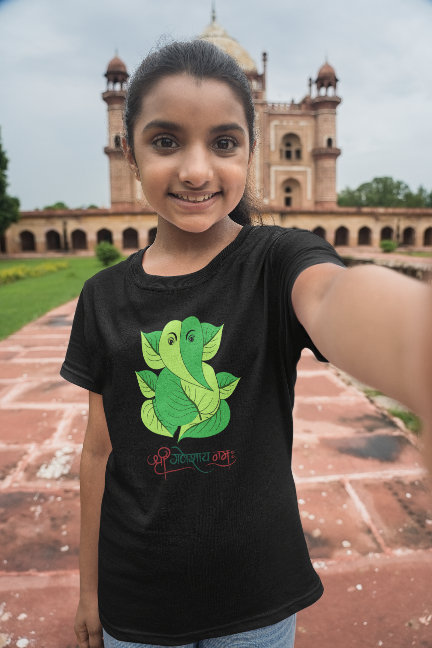 GREEN GANESH T-SHIRT FOR GIRLS 2 YRS TO 13YRS